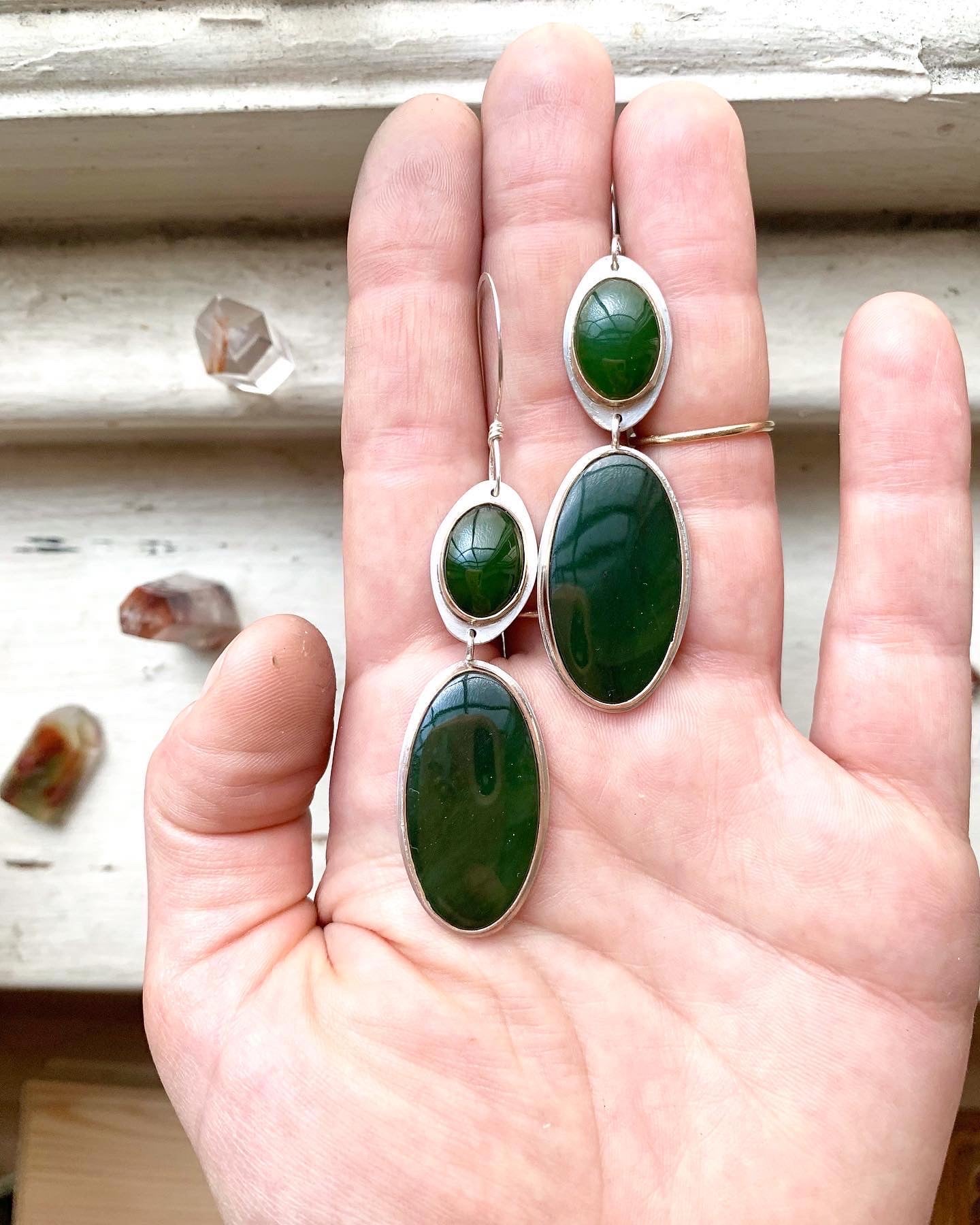 envy earrings in jade 14k gold and sterling silver