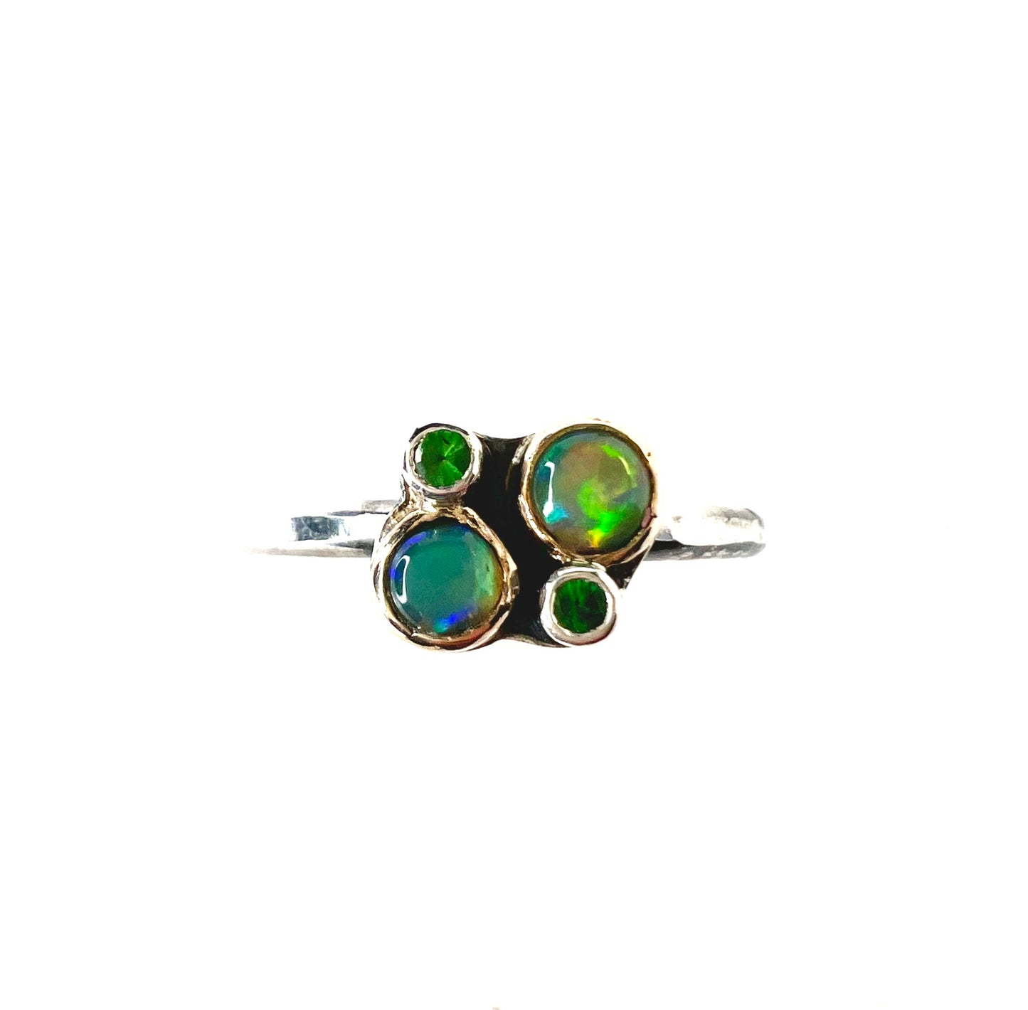 opal and sapphire mermaid ring in 14k gold and sterling silver