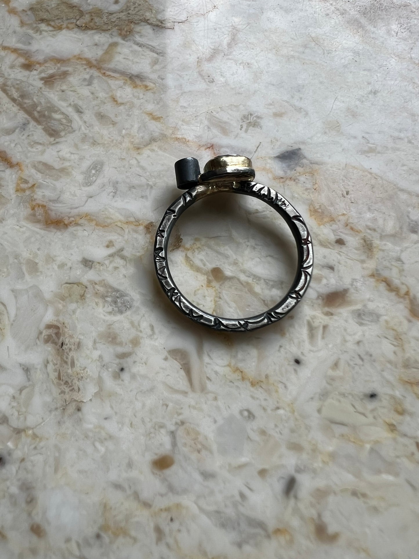 Black and grey diamond ring