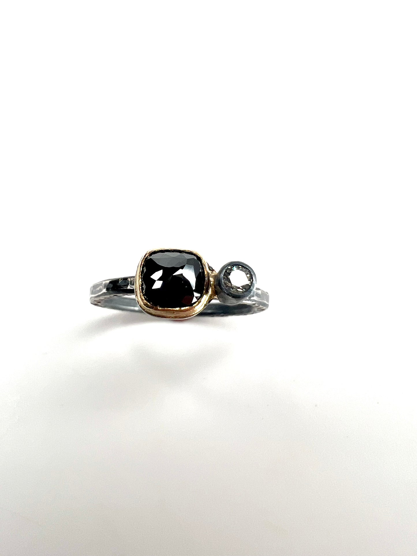 Black and grey diamond ring
