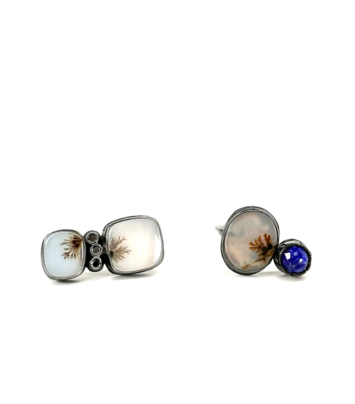 dendritic agate and black diamond ring