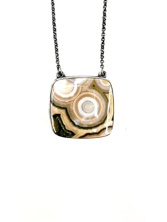 ocean jasper amulet in sterling silver