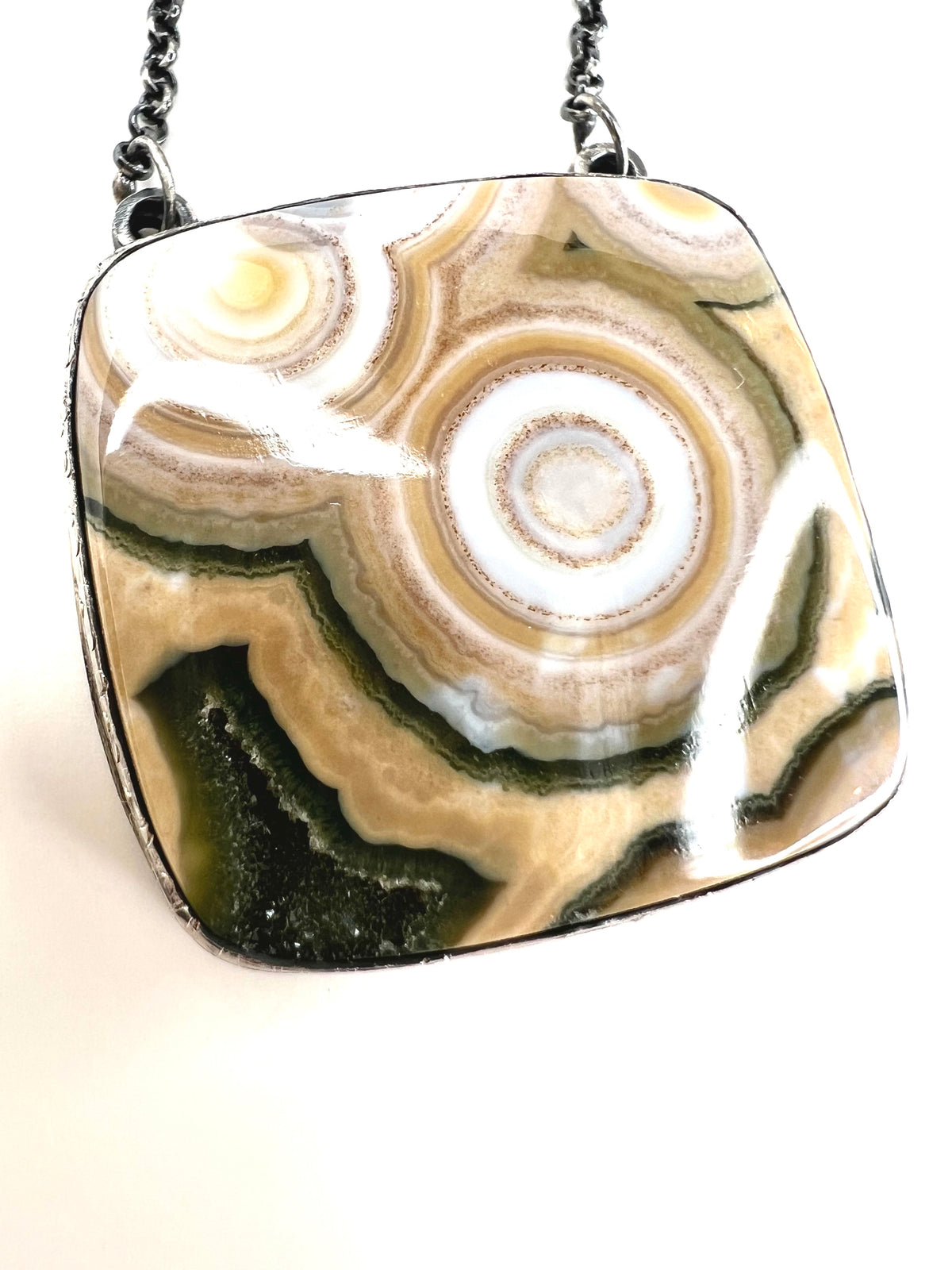 ocean jasper amulet in sterling silver