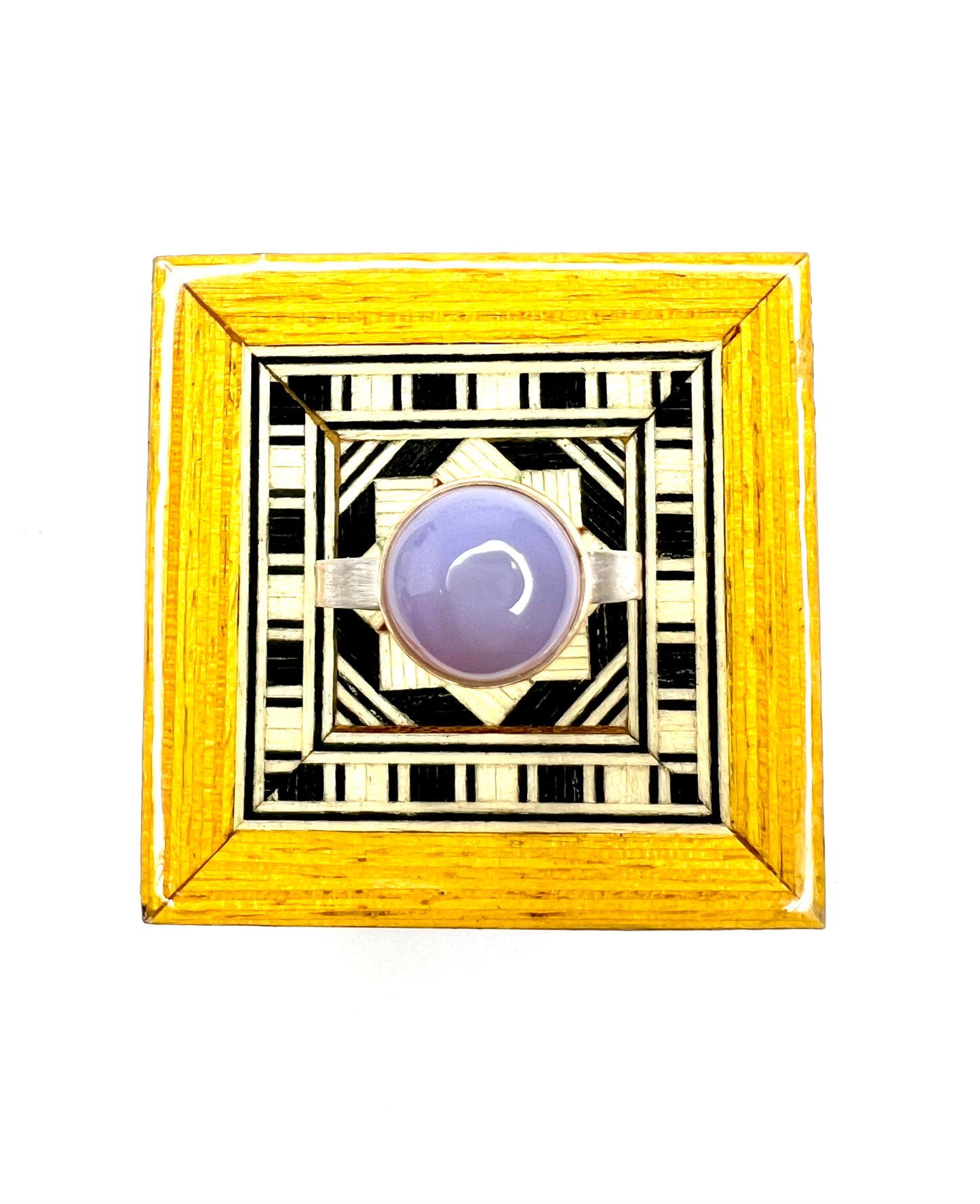 handmade blue chalcedony ring in 14k gold and sterling silver - stacking ring one of a kind