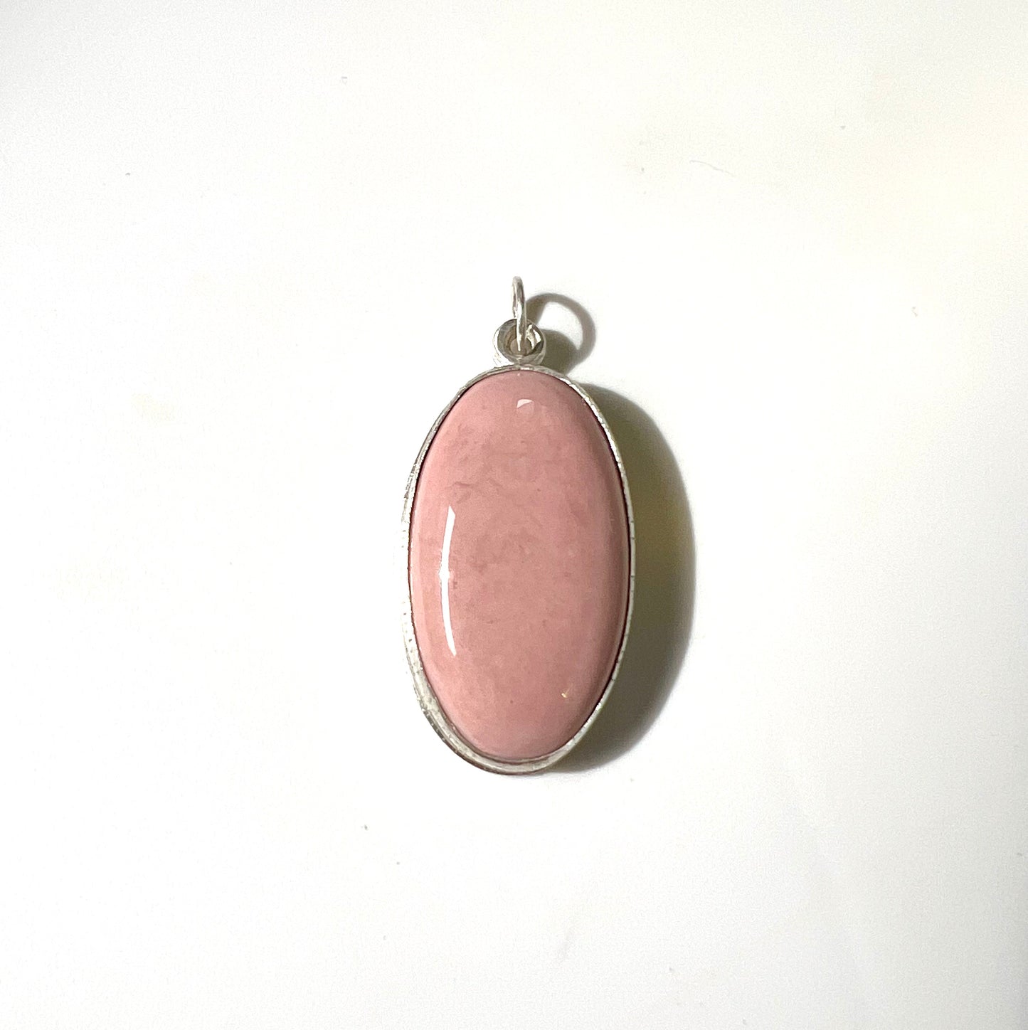 handcrafted pink opal and sterling silver pendant charm necklace