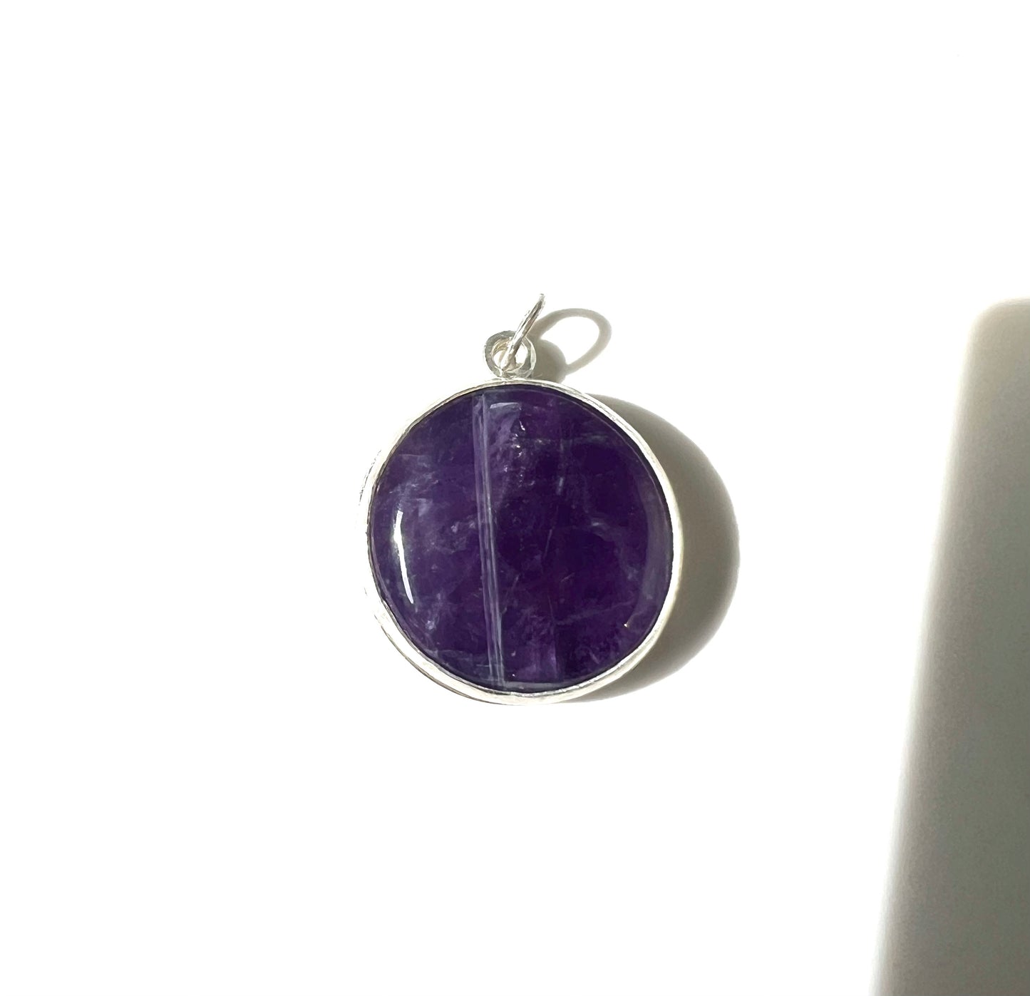 handmade amythest charm in sterling silver birthstone pendant