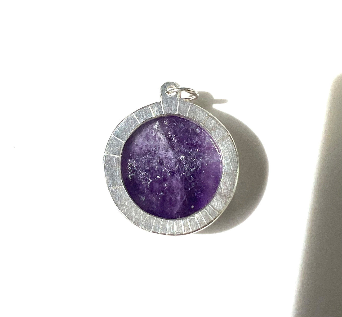 handmade amythest charm in sterling silver birthstone pendant