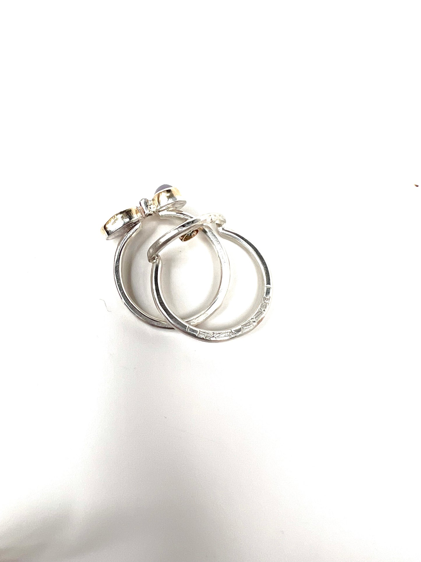 handmade stacking opal chalcedony and diamond ring set one of a kind jewelry