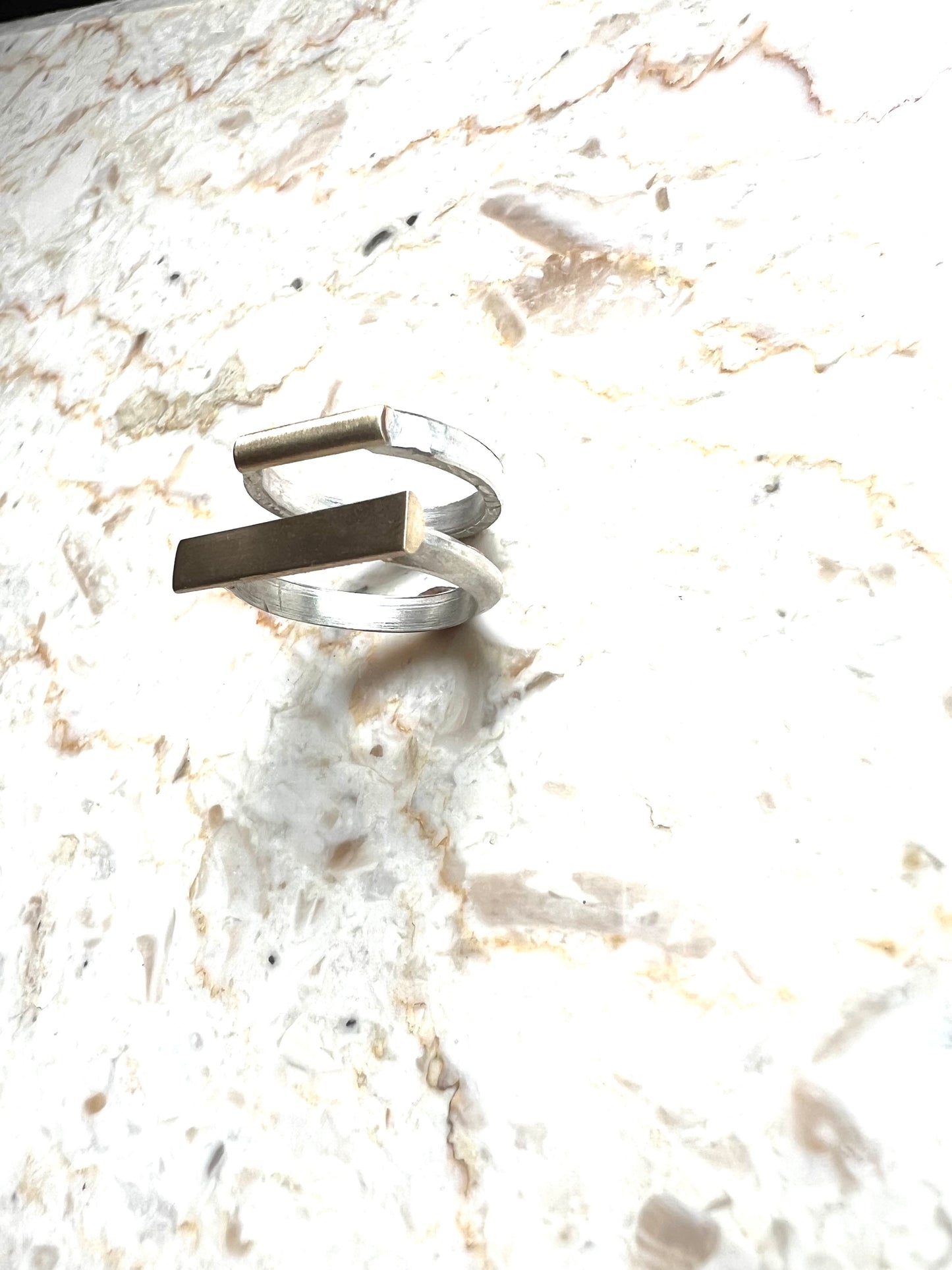 handcrafted minimalist 14k gold and sterling silver stacking bands
