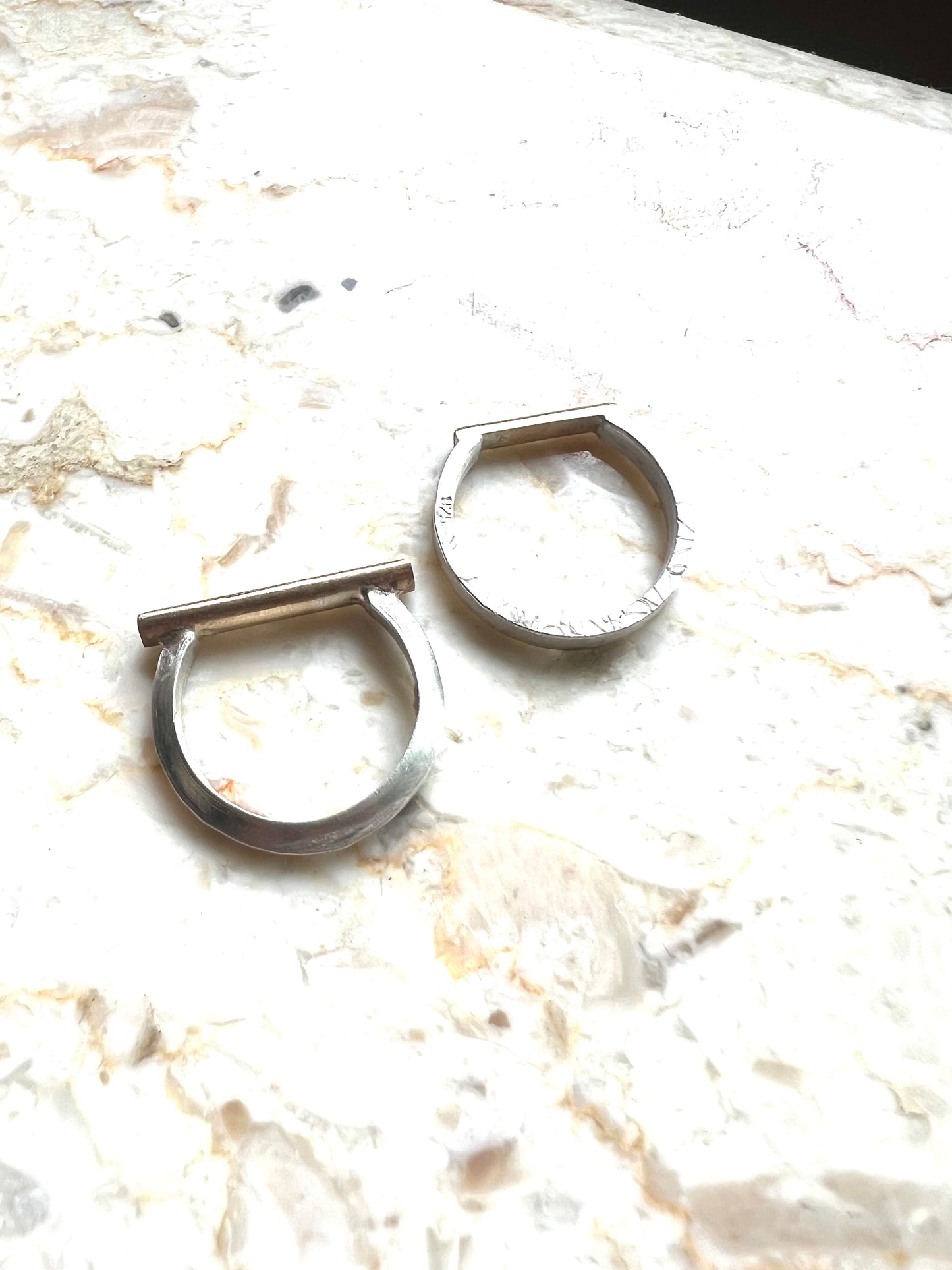 handcrafted minimalist 14k gold and sterling silver stacking bands