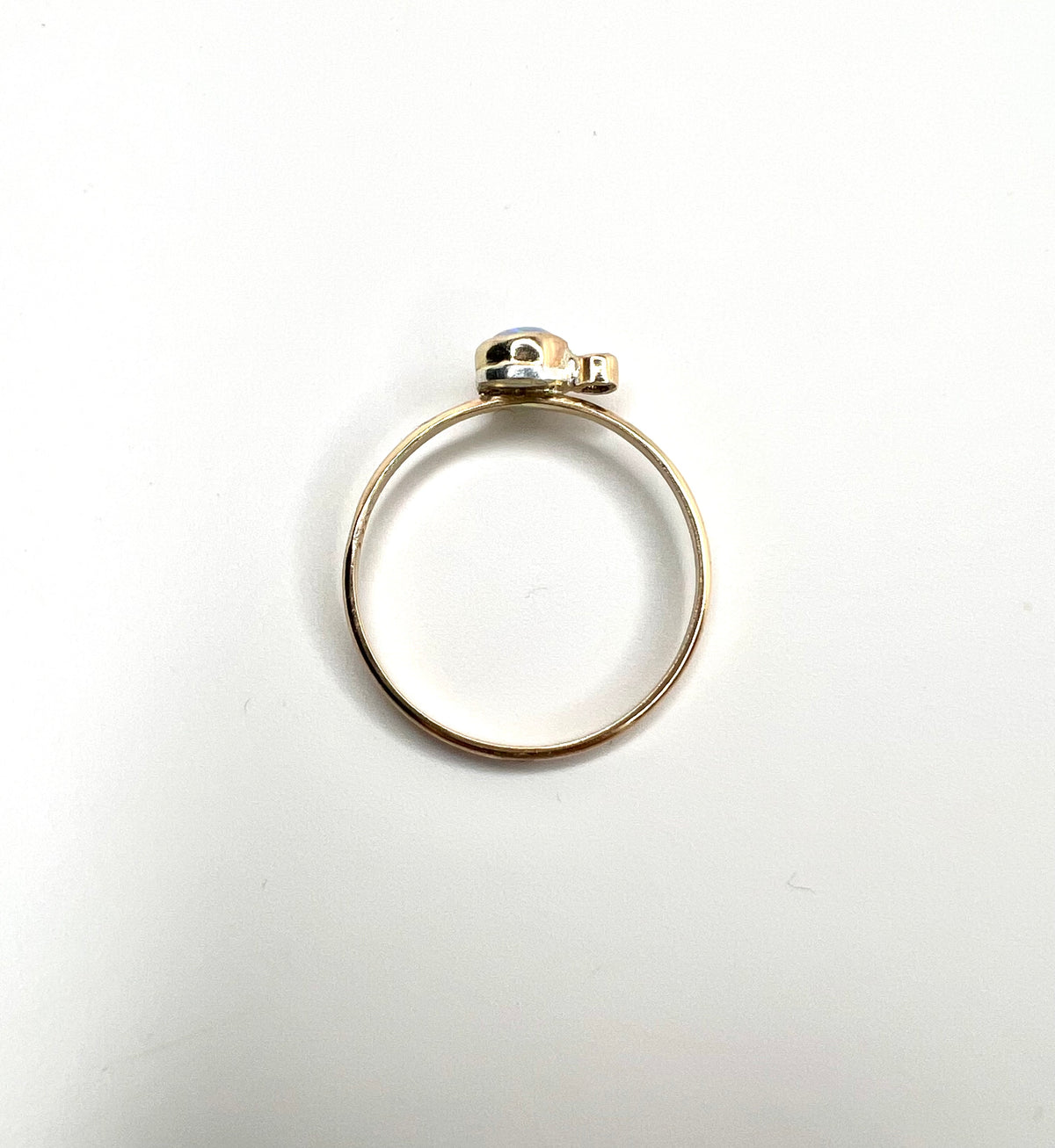 handmade opal and sapphire ring in solid 14k gold and silver