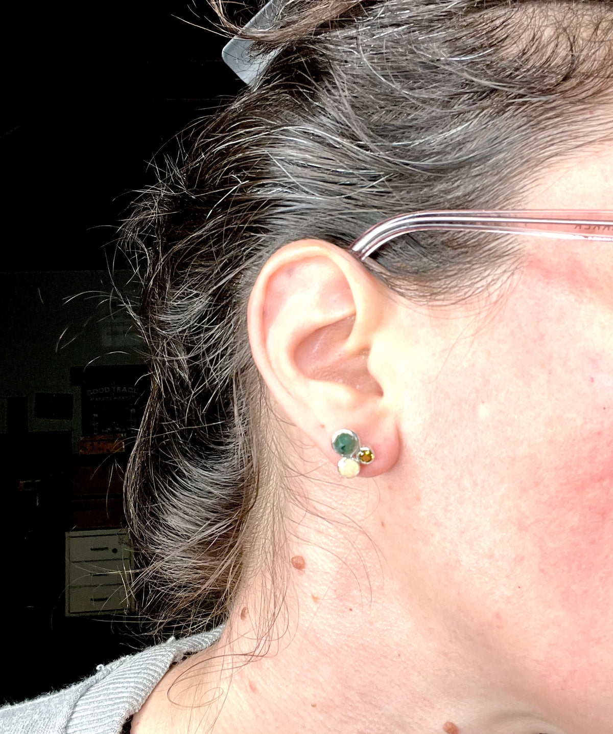 handmade emerald cluster gemstone stud earrings in sterling silver birthstone jewelry