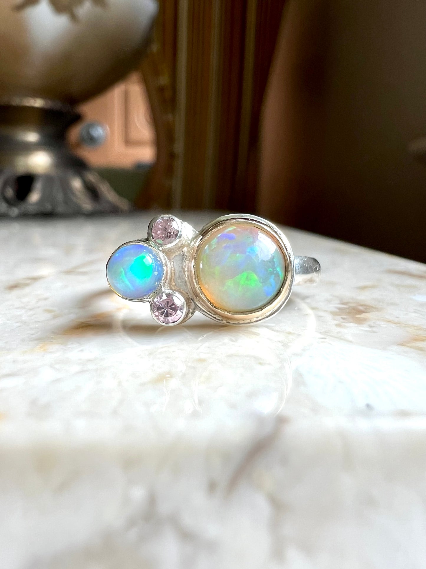 opal fantasy ring crystal opal and sapphire in 14k gold and sterling silver
